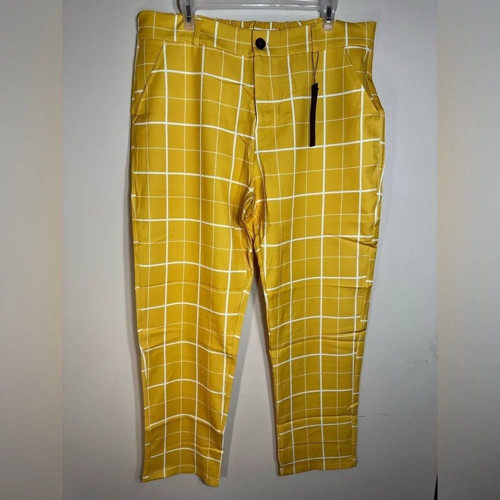 Lars‎ Amadeus Men's Plaid Cropped Ankle Length Business Golf Trousers Sz 36 - Picture 7 of 15